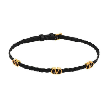 Valentino Gavroche V Logo Braided Leather Necklace 144731736