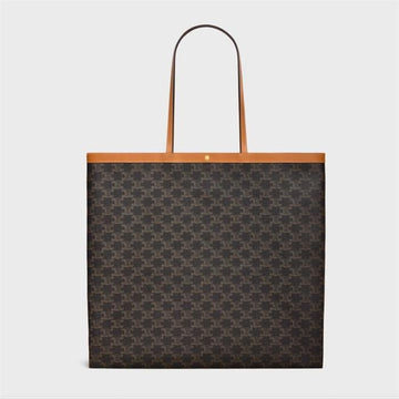 CELINE ラージ フラット ショッパー - トリオンフ キャンバス 03MI / 女性用 トート兼ショルダーバッグ 156621102 [P]