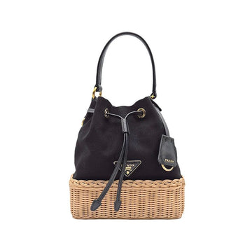 Prada Plage Walker Rattan Bucket Bag (1BE039) L780947 156641942