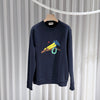HERMES Kreuzkragen Sweatshirt mit Lederpatch in Navy (L) 156655866 [P]