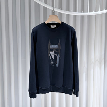 Hermes Ramskin Battle Batman Patch Detail Sweatshirt Navy 156655904