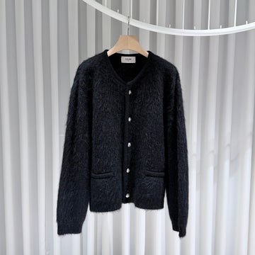 CELINE (S+級/XL) / ブラッシュドモヘアカーディガンジャケット ブラック 156657071