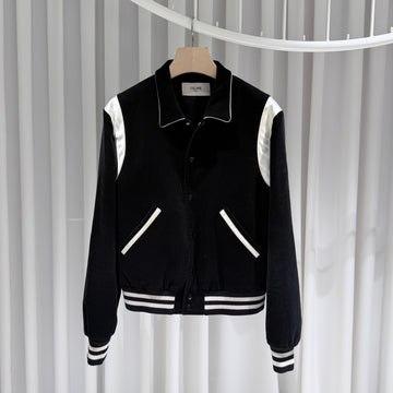 Celine Corduroy Black Daddy Varsity Jacket Size 50 156658366