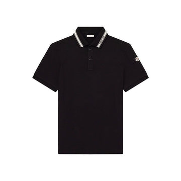 MONCLER Katoffene Polo-Shirt mit Logo-Patch in Schwarz 155280709 [P]