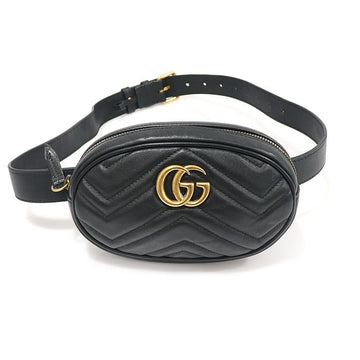 GUCCI Schwarze Matelassé Chevron GG Marmont Bauchtasche 476434 156672772