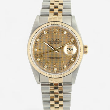 ROLEX 16233 ハウンドトゥース オリジナル ダイヤ ローマン デイトジャスト 36 コンビ メンズウォッチ 1991年製 156682657