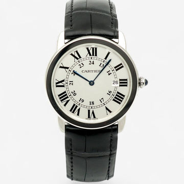 CARTIER Longue Don Solo 36 Large Herren Stahl Leder Uhr W6701005 Quarz 2011 Stück 156682681