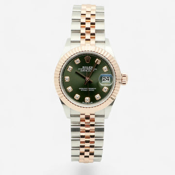 ROLEX 279171 Olivgrünes Original-Diamond-Datejust 28 mit Roségold-Komponente Damenuhr 2021 156682704