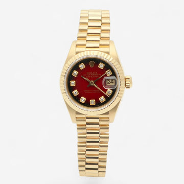 ROLEX Datejust 26 Gold Damen Uhr 69178 Burgunder Ombre After Diamond 1987 156682705