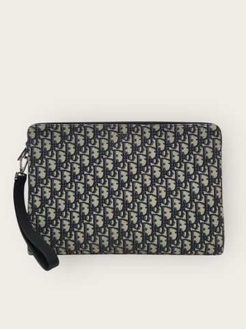 Dior Oblique A4 Zipper Strap Clutch Bag 156683554