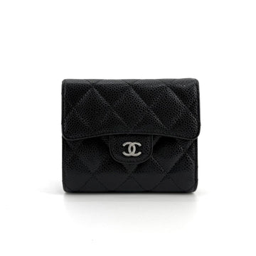 CHANEL クラシックキャビアシルバーロゴ二つ折り財布 156683742 [P]