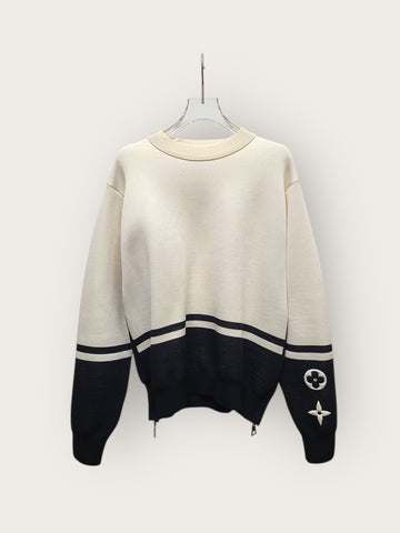 Louis Vuitton Monogram Block Knitted Sweater with Gold Zipper 156684065