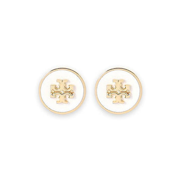 Tory Burch Kira Enamel Circle Logo Earrings (Gold/White) 90547 700 124600623