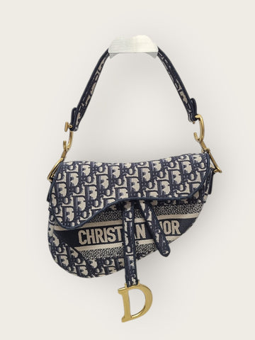 Dior Blue Oblique Jacquard Embroidered Saddle Bag + Strap 156685348