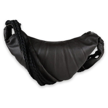 LEMAIRE Braid Medium Croissant Leder Crossbody Tasche (Dunkelschokolade) BG0174 LL0160 BR449 147328296