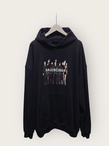 BALENCIAGA ブラックランウェイプリンティングロゴフーディ 156688200