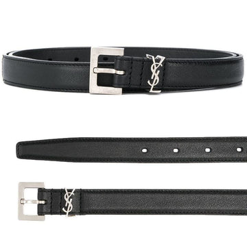 SAINT LAURENT Signature Silberlogo Gürtel Schwarz 612616 BRM0E 1000 46529734