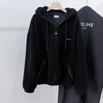 CELINE オスロットプリントフリースフードジャケット 156694940