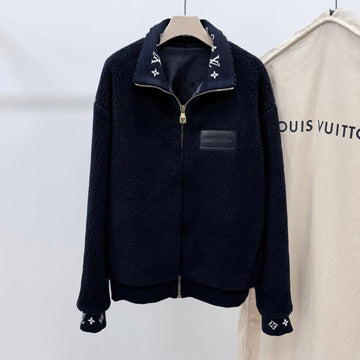 LOUIS VUITTON レザー パッチ フリース ブルゾン ジャケット 25FW 156694966