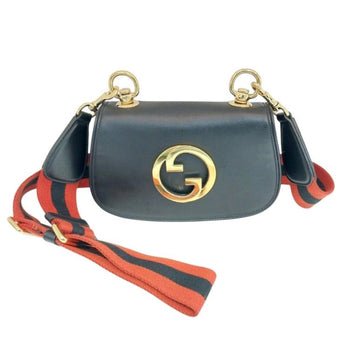 GUCCI ブラックレザー インターロッキング GG ブロンディ ミニショルダーバッグ クロスバッグ 698643 156701456