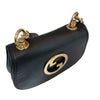 GUCCI ブラックレザー インターロッキング GG ブロンディ ミニショルダーバッグ クロスバッグ 698643 156701456 [P]
