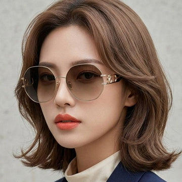 LANVIN Sonnenbrille LNV126SLB 710 Luxus Runde Mode Metall mit goldenen Logo-Details 156550313