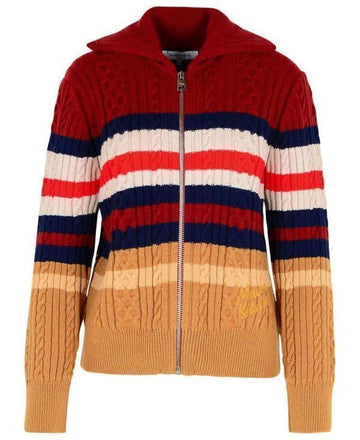 Maison Kitsune Striped Cable Zip Cardigan 151060717