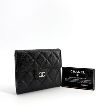 CHANEL クラシックキャビアシルバー財布 156728769