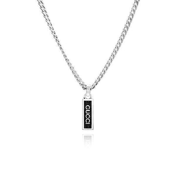Gucci Necklace YBB678714003 Tag Enamel Logo Silver Women's Necklace 44273104