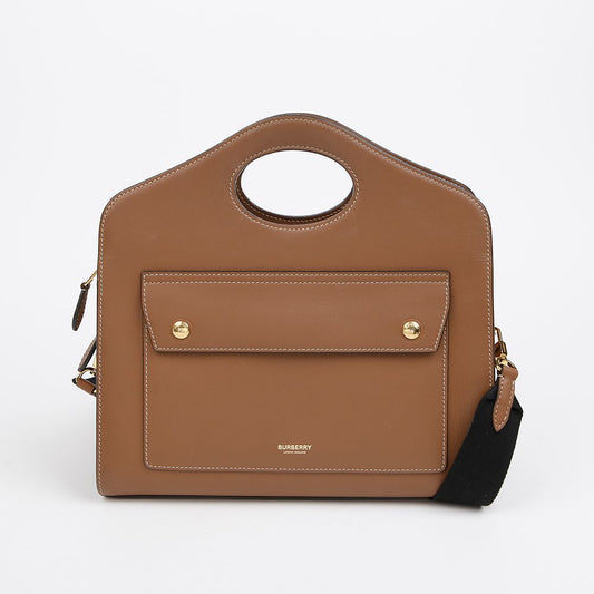 BURBERRY Top-Stitch Pocket Small Tote Shoulder Bag 156485531