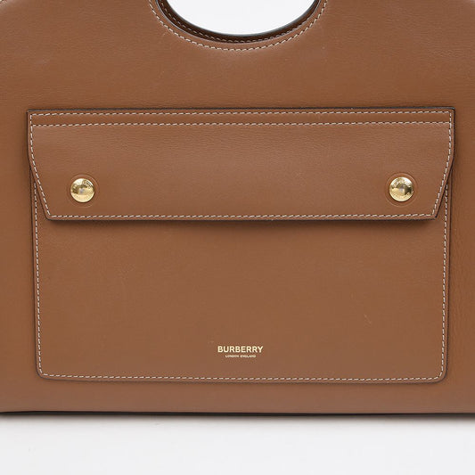 BURBERRY Top-Stitch Pocket Small Tote Shoulder Bag 156485531