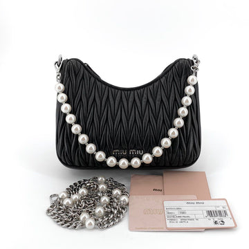 Miu Miu Nappa Pearl Chain Shoulder Bag Crossbody Hobo Bag 5BH211 156730662