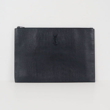 Saint Laurent Crocodile Pattern Monogram Document Holder Clutch 485628 156733507