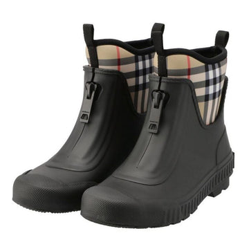 Burberry Flinton Rubber Rain Boots Black Archive Beige 8048573 57671038