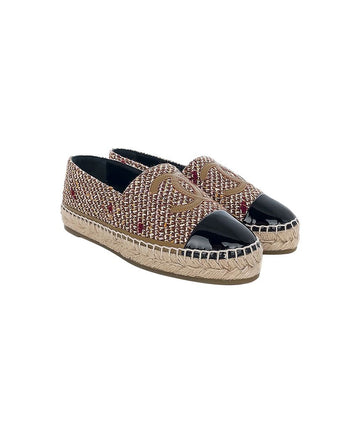 CHANEL 23A CC-Logo Espadrille 36 Braun/Multi 5ET0400 127489570