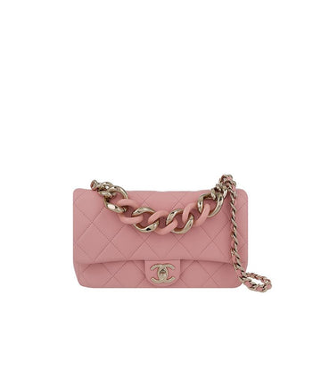 CHANEL ワイルドチェーンフラップバッグ ピンク シャンパンゴールド ラムスキン 5ET0531 129861333