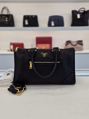 Prada Vitrelo Dino Motor Tote Bag Gold Black BL0805 156766017