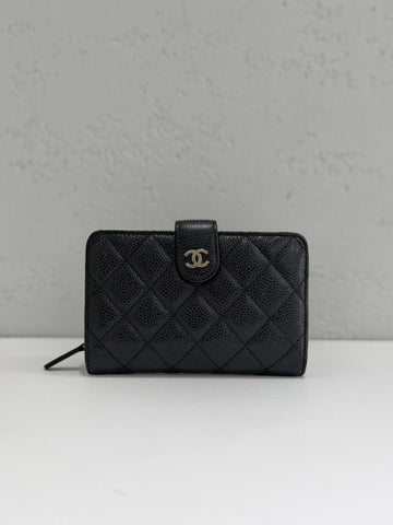 CHANEL Caviar Gold-Trimmed Small Wallet 19 Series A48667 156769872