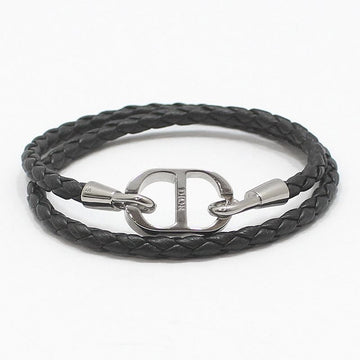 DIOR Schwarzes Lederarmband mit CD-Icon und geflochtenem Doppelriemen S 156770938