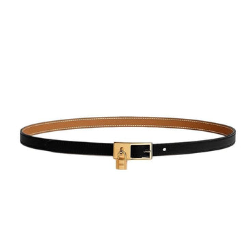 Hermes Lucky 15 Reversible Leather Strap Women's Belt 75 Noir Gold H081739CCAB075 156792715