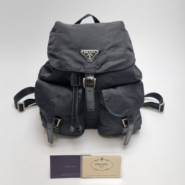 Prada Nylon Backpack Medium Black Unisex 605-14 156792759