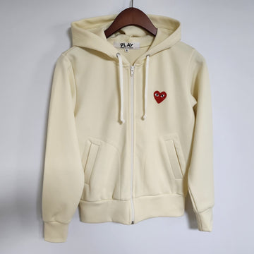 COMME DES GARCONS Damen Kapuzenjacke mit roten Aufnähern in Elfenbein S 156793763