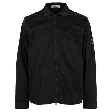 Stone Island Black Stretch Satin Zip-Up Overshirt Jacket 151200015 S0012 V0029 156794695