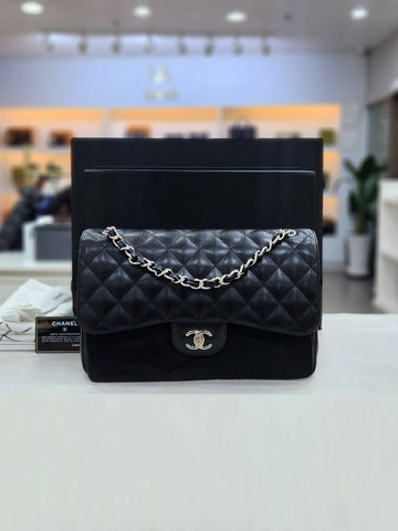 CHANEL Classic Caviar Large Silver-tone Shoulder Bag 29th Collection Exhibition Grade A58600 156795337