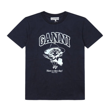 Ganni Short Sleeve T4138 252 Witch Logo Print Women's T-Shirt 144584168