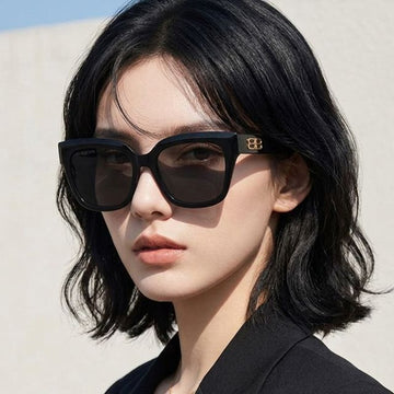 Balenciaga Sunglasses BB0237SA 001 Oversized Horn Rim Fashion Asian Fit 136220718