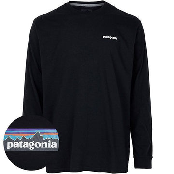 Patagonia Black P-6 Logo Responsibili-Tee Long Sleeve Shirt 155450282 [P]