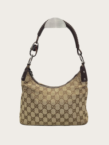 GUCCI ブラウン GG キャンバス ホーボー ショルダーバッグ 156798150