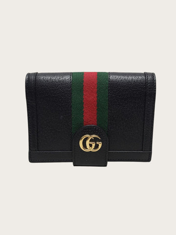 Gucci Black Leather Ophidia Web Passport Case Wallet 156798334