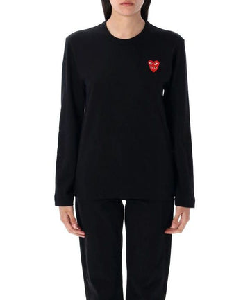 Comme Des Garcons Double Red Heart Patch Long Sleeve T-Shirt 156799100